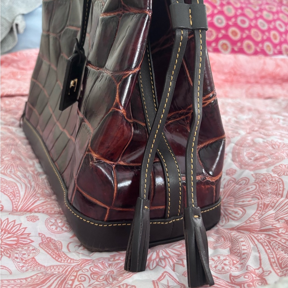 Dooney & Bourke Burgundy Croc-Embossed Shoulder Bag Set - Picture 14 of 16